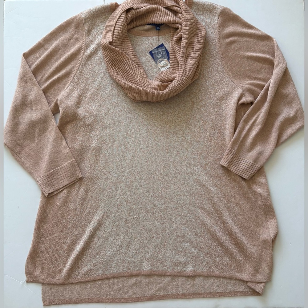 Apt. 9 Dusty Rose Sweater Tunic with Scarf 3X NWT